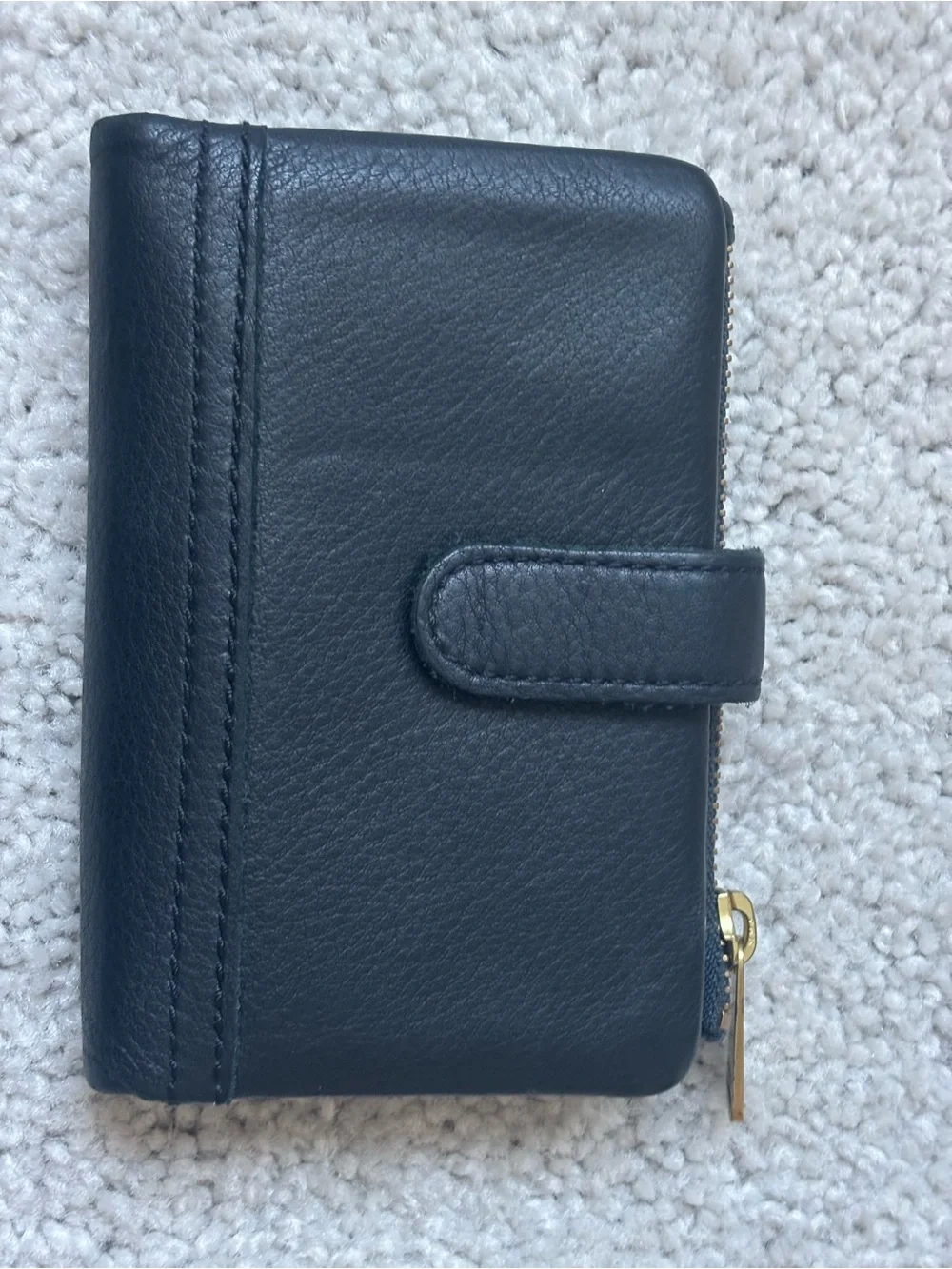 Fossil Black Pebbled Leather Wallet with Embossed Oval Logo